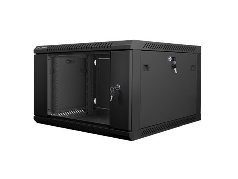 Szafa instalacyjna wisząca 19'' 6U 600X600mm czarna (drzwi szklane)