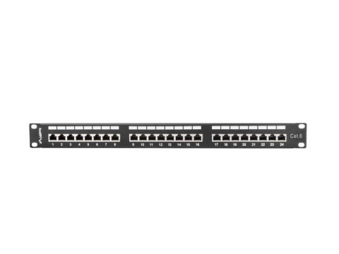 Patch Panel 24 Port 1U Kat.6 czarny ekranowany Patch Panel 24 Port 1U Kat.6 czarny ekranowany