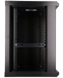 Szafka wisząca rack 12U 600x600 czarna szklane drzwi