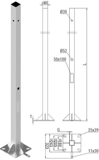 Słup ATS SKAM1/5 pod montaż kamer CCTV