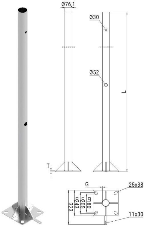 Słup ATS SKAM2/3 pod montaż kamer CCTV Słup ATS SKAM2/3 pod montaż kamer CCTV