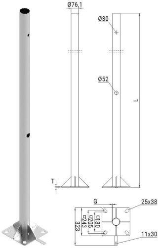 Słup ATS SKAM2/4 pod montaż kamer CCTV