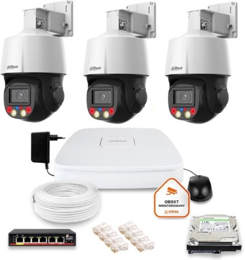 Zestaw monitoringu IP Dahua 3 kamery obrotowe 4MPx dysk 1TB Zestaw monitoringu IP Dahua 3 kamery obrotowe 4MPx dysk 1TB