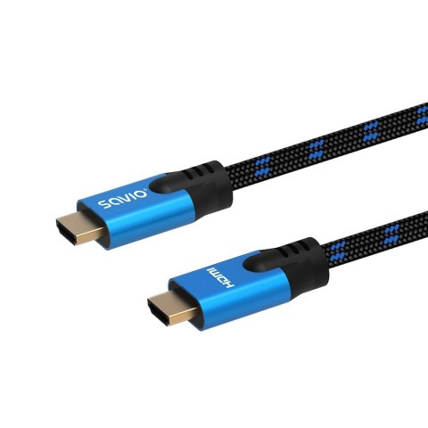 Kabel HDMI (M) v2.1, 3m, 8K, miedź, niebiesko-czarny, złote końcówki, ethernet/3D, CL-143 Kabel HDMI (M) v2.1, 3m, 8K, miedź, niebiesko-czarny, złote końcówki, ethernet/3D, CL-143