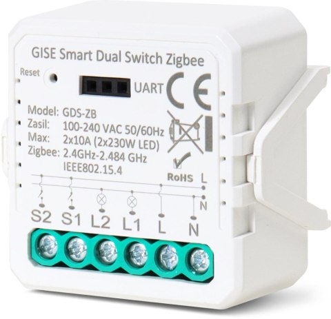 GISE Smart Podwójny moduł przekaźnikowy Zigbee | Tuya | GDS-ZB GISE Smart Podwójny moduł przekaźnikowy Zigbee | Tuya | GDS-ZB