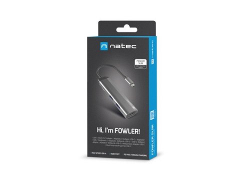Stacja dokująca Multi Port Fowler Slim USB-C PD, 2x USB 3.0, HDMI 4K Stacja dokująca Multi Port Fowler Slim USB-C PD, 2x USB 3.0, HDMI 4K