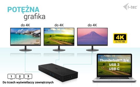 Stacja dokująca USB 3.0 / USB-C / Thunderbolt, 3 x 4K Gen 2 + zasilanie 100 W Stacja dokująca USB 3.0 / USB-C / Thunderbolt, 3 x 4K Gen 2 + zasilanie 100 W