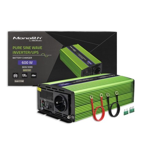Przetwornica napięcia Monolith | ładowanie baterii | UPS | 300W |600W | 12V na 230V | Czysty Sinus Przetwornica napięcia Monolith | ładowanie baterii | UPS | 300W |600W | 12V na 230V | Czysty Sinus