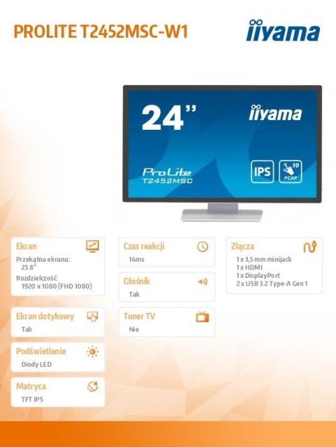 Monitor 24 cale T2452MSC-W1 10 PKT. POJ,IPS,HDMI,DP Monitor 24 cale T2452MSC-W1 10 PKT. POJ,IPS,HDMI,DP