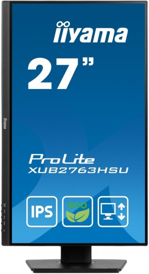 Monitor 27 cali ProLite XUB2763HSU-B1 IPS,100HZ,ECO,3ms,SLIM,HDMI,DP,2x USB3.22x2W,HAS(150mm),TCO,EPEAT Monitor 27 cali ProLite XUB2763HSU-B1 IPS,100HZ,ECO,3ms,SLIM,HDMI,DP,2x USB3.22x2W,HAS(150mm),TCO,EPEAT
