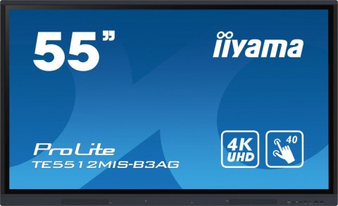 Monitor interaktywny 55 cali TE5512MIS-B3AG INFRARED,40pkt,IPS,4K,7H,WiFi,VGA,HDMI, USB-c,Wifi,Bluetooth,metal,8ms Monitor interaktywny 55 cali TE5512MIS-B3AG INFRARED,40pkt,IPS,4K,7H,WiFi,VGA,HDMI, USB-c,Wifi,Bluetooth,metal,8ms