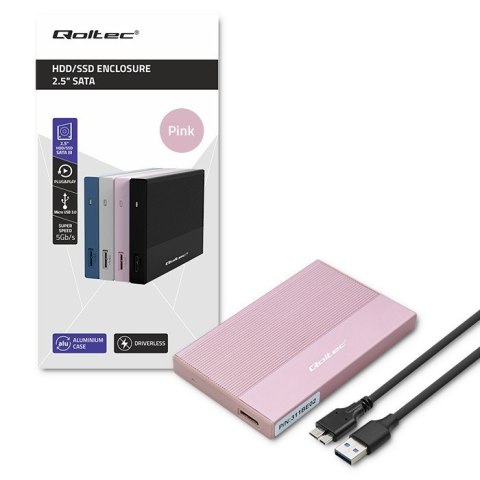 Obudowa | Kieszeń na dysk SSD HDD 2.5 cala | SATA | USB 3.0 | Super speed 5Gb/s | 2TB | Różowy Obudowa | Kieszeń na dysk SSD HDD 2.5 cala | SATA | USB 3.0 | Super speed 5Gb/s | 2TB | Różowy