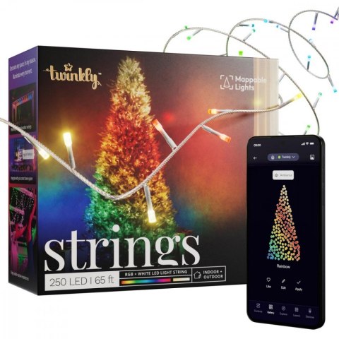 Inteligentne lampki choinkowe Strings 250 RGBW LED, łańcuch, przezroczysty przewód, 20 m, IP44 Inteligentne lampki choinkowe Strings 250 RGBW LED, łańcuch, przezroczysty przewód, 20 m, IP44