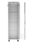 Szafa stojąca rack 19'' 42U 600x800 szara drzwi szklane flack pack