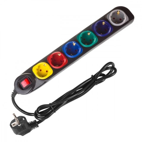 Listwa zasilająca 1,5m 250VAC/10A MCE509 B 2500 Q, IP20, 6 gniazd, prąd znamionowy 10A, czarny Listwa zasilająca 1,5m 250VAC/10A MCE509 B 2500 Q, IP20, 6 gniazd, prąd znamionowy 10A, czarny