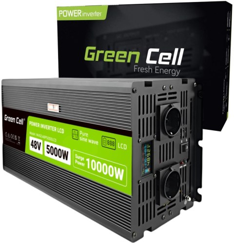 PRZETWORNICA NAPIĘCIA Green Cell PowerInverter LCD 48V / 230V 5000/10000W CZYSTA SINUSOIDA PRZETWORNICA NAPIĘCIA Green Cell PowerInverter LCD 48V / 230V 5000/10000W CZYSTA SINUSOIDA