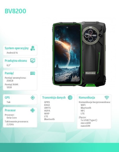 Smartfon BV8200 12/256GB zielony Smartfon BV8200 12/256GB zielony