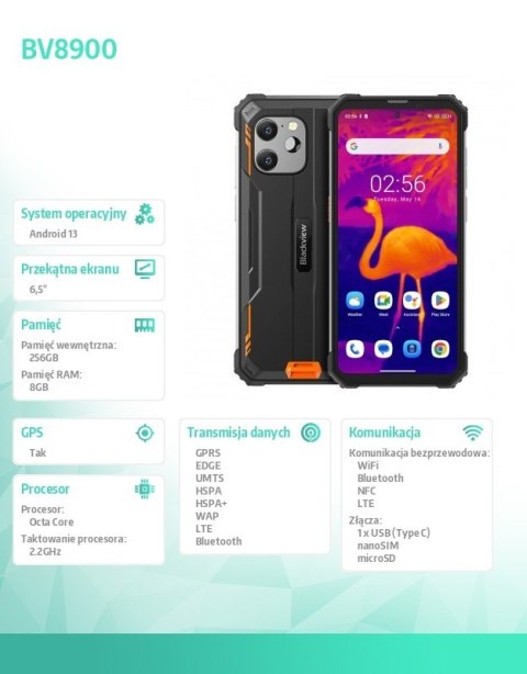 Smartfon BV8900 8/256GB pomarańczowy Smartfon BV8900 8/256GB pomarańczowy