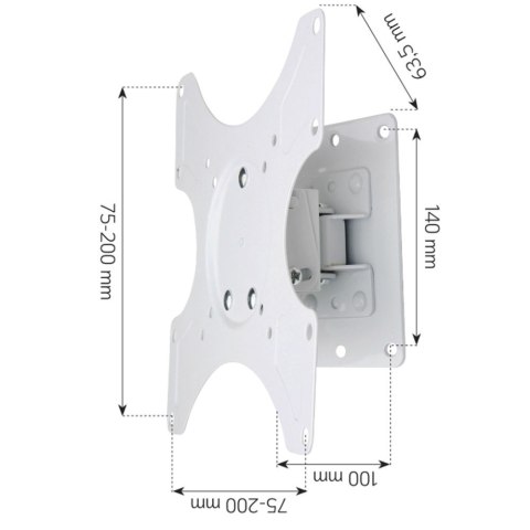 Uchwyt ścienny do TV 19-37cali LED/LCD obrotowy uchylny biały Uchwyt ścienny do TV 19-37cali LED/LCD obrotowy uchylny biały