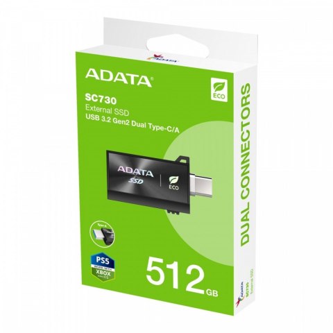 Dysk zewnętrzny SSD SC730 512G USB 3.2C/A 600/600MB/s czarny Dysk zewnętrzny SSD SC730 512G USB 3.2C/A 600/600MB/s czarny