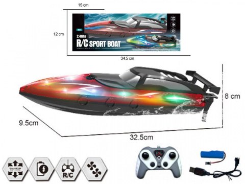 Motorówka 2,4 G, R/C ładowarka USB, świecąca Motorówka 2,4 G, R/C ładowarka USB, świecąca