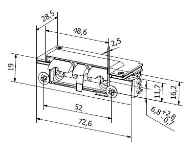 Elektrozaczep HARTTE XS00U-C seria XS 12-24V AC/DC niskoprądowy z wyślizgiem Elektrozaczep HARTTE XS00U-C seria XS 12-24V AC/DC niskoprądowy z wyślizgiem