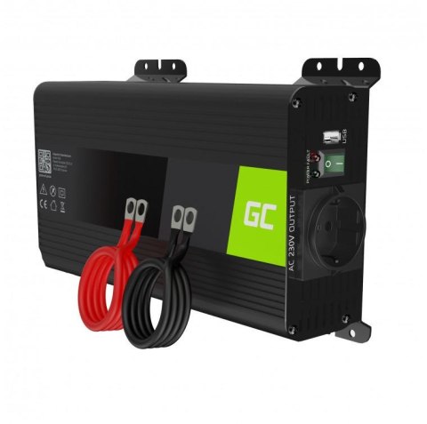 PRZETWORNICA NAPIĘCIA INWERTER Green Cell PRO 12V / 230V 500W/1000W CZYSTA SINUSOIDA INVGC16 PRZETWORNICA NAPIĘCIA INWERTER Green Cell PRO 12V / 230V 500W/1000W CZYSTA SINUSOIDA INVGC16