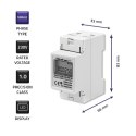 Jednofazowy elektroniczny licznik | miernik zużycia energii na szynę DIN | 230V | LCD | 2P Jednofazowy elektroniczny licznik | miernik zużycia energii na szynę DIN | 230V | LCD | 2P