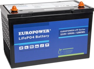 Akumulator LiFePO4 EUROPOWER serii LFP 12,8V 100Ah Bluetooth (Żywotność >2000 cykli)