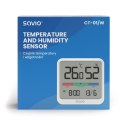 Czujnik temperatury i wilgotności, do użytku wewnętrznego, ekran LCD, zegar, data, uchwyt z magnesem, CT-01/W Biały Czujnik temperatury i wilgotności, do użytku wewnętrznego, ekran LCD, zegar, data, uchwyt z magnesem, CT-01/W Biały