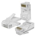 Wtyk przelotowy złącze RJ45 | CAT6 | UTP | Pass Through | Pozłacane styki | 100 sztuk Wtyk przelotowy złącze RJ45 | CAT6 | UTP | Pass Through | Pozłacane styki | 100 sztuk