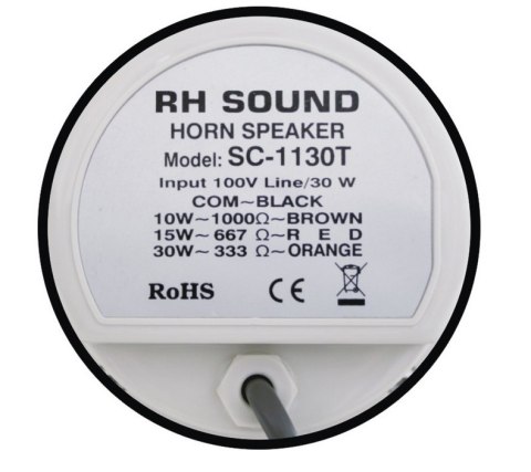 GŁOŚNIK TUBOWY RH SOUND SC-1130T 30W 100V BIAŁY GŁOŚNIK TUBOWY RH SOUND SC-1130T 30W 100V BIAŁY