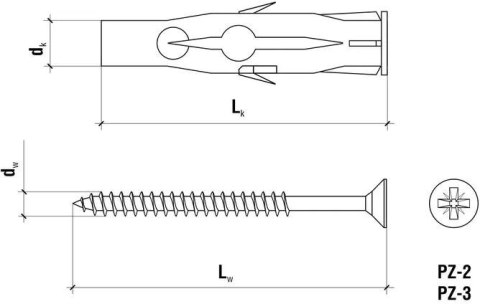 KOŁEK UNIWERSALNY RU-06045 6x35mm Z WKRĘTEM Z ŁBEM STOŻKOWYM 3,5x45mm 100szt. KOŁEK UNIWERSALNY RU-06045 6x35mm Z WKRĘTEM Z ŁBEM STOŻKOWYM 3,5x45mm 100szt.