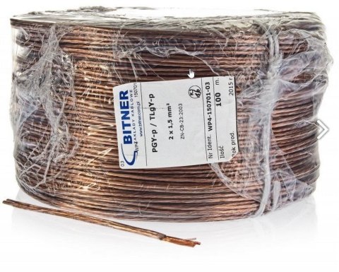 PRZEWÓD GŁOŚNIKOWY PGY-p (TLgY) 2x0,75mm ROLKA 1m PRZEWÓD GŁOŚNIKOWY PGY-p (TLgY) 2x0,75mm ROLKA 1m