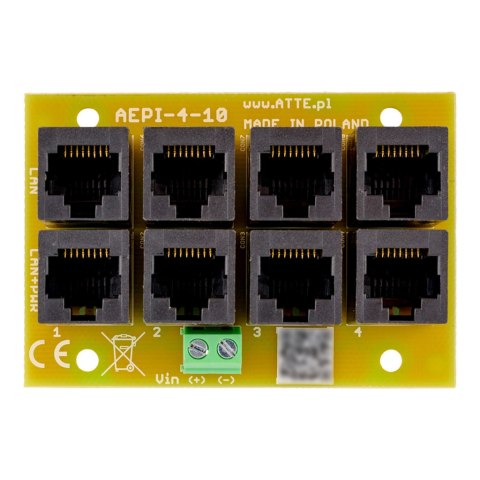 Adapter PoE PASSIVE 4 kanałowy 10/100 ATTE AEPI-4-10-OF Adapter PoE PASSIVE 4 kanałowy 10/100 ATTE AEPI-4-10-OF
