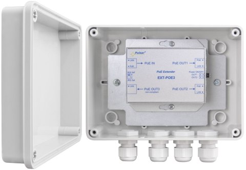 EXTENDER POE PULSAR EXT-POE3H W OBUDOWIE HERMETYCZNEJ DO 3 KAMER IP EXTENDER POE PULSAR EXT-POE3H W OBUDOWIE HERMETYCZNEJ DO 3 KAMER IP
