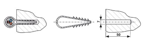 MUROWY TRZYMAK KABLA OKRĄGŁEGO FI 6 DO 10mm 50szt. MUROWY TRZYMAK KABLA OKRĄGŁEGO FI 6 DO 10mm 50szt.