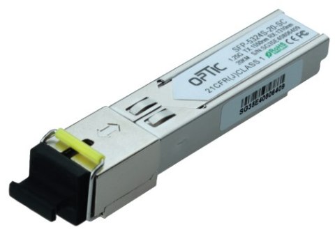 MODUŁ SFP WDM 1.25Gbps, SC SM, 16dB (20km) TX1550/RX1310 MODUŁ SFP WDM 1.25Gbps, SC SM, 16dB (20km) TX1550/RX1310