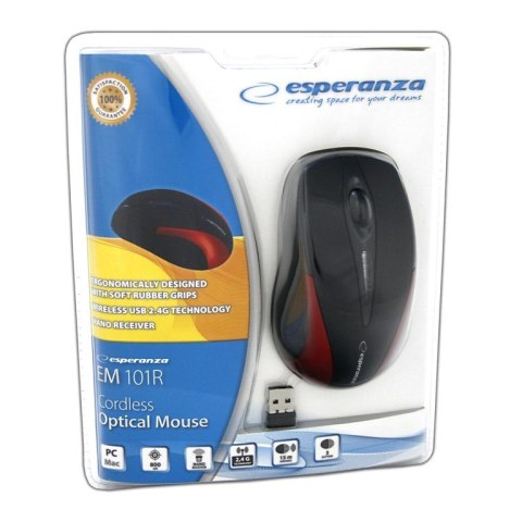 Bezprzewodowa Mysz optyczna EM101R USB, 2,4 GHz, NANO odbiornik Bezprzewodowa Mysz optyczna EM101R USB, 2,4 GHz, NANO odbiornik