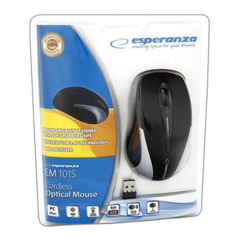 Bezprzewodowa Mysz optyczna EM101S USB, 2,4 GHz, NANO odbiornik Bezprzewodowa Mysz optyczna EM101S USB, 2,4 GHz, NANO odbiornik