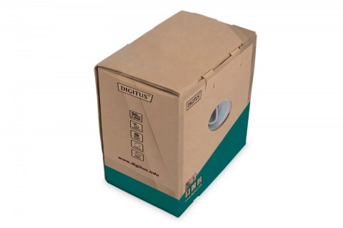 Kabel teleinformatyczny instalacyjny kat.5e, U/UTP, Eca, drut, AWG 24/1, PVC, 305m, szary, karton Kabel teleinformatyczny instalacyjny kat.5e, U/UTP, Eca, drut, AWG 24/1, PVC, 305m, szary, karton