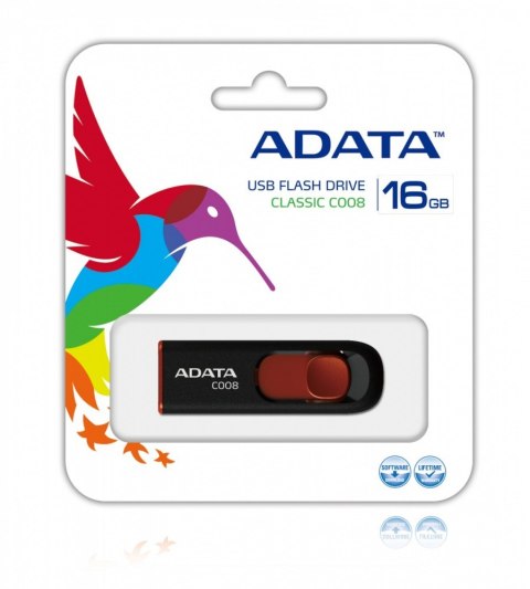 Pendrive DashDrive Classic C008 16GB USB2.0 czarno-czerwony Pendrive DashDrive Classic C008 16GB USB2.0 czarno-czerwony