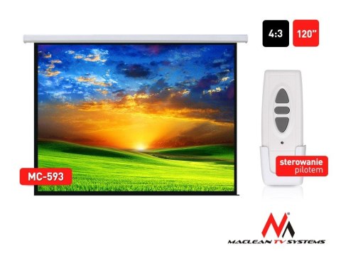 Ekran projekcyjny elektryczny MC-593 120" 240x180 4:3 ściana lub sufit Ekran projekcyjny elektryczny MC-593 120" 240x180 4:3 ściana lub sufit