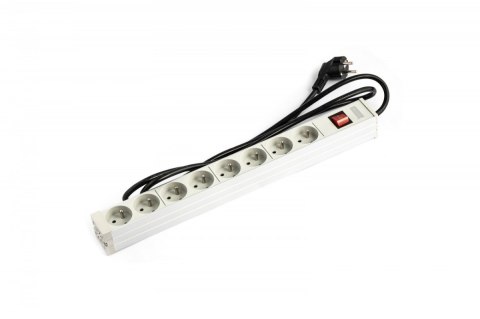 Listwa zasilająca PDU 19" RACK 8xTyp E, 1.8m 1xSchuko, 16A, wł./wył., aluminiowa Listwa zasilająca PDU 19" RACK 8xTyp E, 1.8m 1xSchuko, 16A, wł./wył., aluminiowa