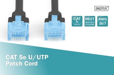 Patch cord U/UTP kat.5e PVC 0,5m czarny Patch cord U/UTP kat.5e PVC 0,5m czarny