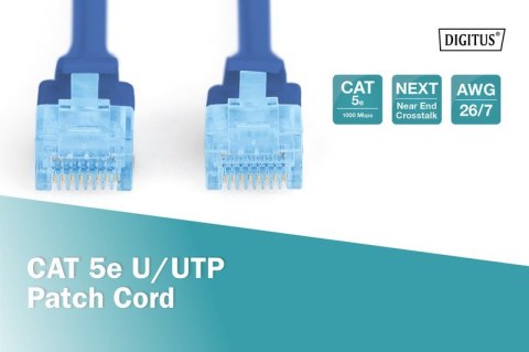 Patch cord U/UTP kat.5e PVC 0,5m niebieski Patch cord U/UTP kat.5e PVC 0,5m niebieski