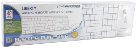 ZESTAW BEZPRZEWODOWY KLAWIATURA SLIM + MYSZ 2,4 GHz EK122W LIBERTY BIAŁY ZESTAW BEZPRZEWODOWY KLAWIATURA SLIM + MYSZ 2,4 GHz EK122W LIBERTY BIAŁY