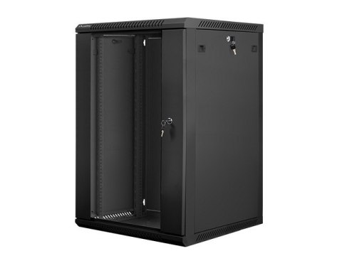 Szafa instalacyjna wisząca 19'' 18U 600X600mm czarna (drzwi szklane) Szafa instalacyjna wisząca 19'' 18U 600X600mm czarna (drzwi szklane)