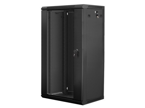 Szafa instalacyjna wisząca 19'' 22U 600X450mm czarna (drzwi szklane) Szafa instalacyjna wisząca 19'' 22U 600X450mm czarna (drzwi szklane)