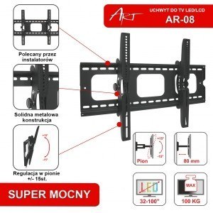 Uchwyt do TV LCD/LED/PLAZMA 32-100 100KG AR-08 regulacja w pionie Uchwyt do TV LCD/LED/PLAZMA 32-100 100KG AR-08 regulacja w pionie